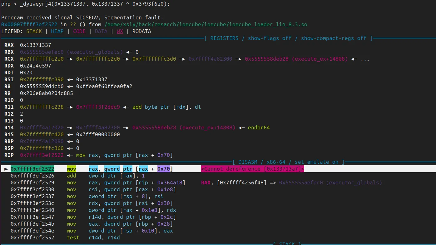 Crash context when the loader dereferences a user-controlled pointer